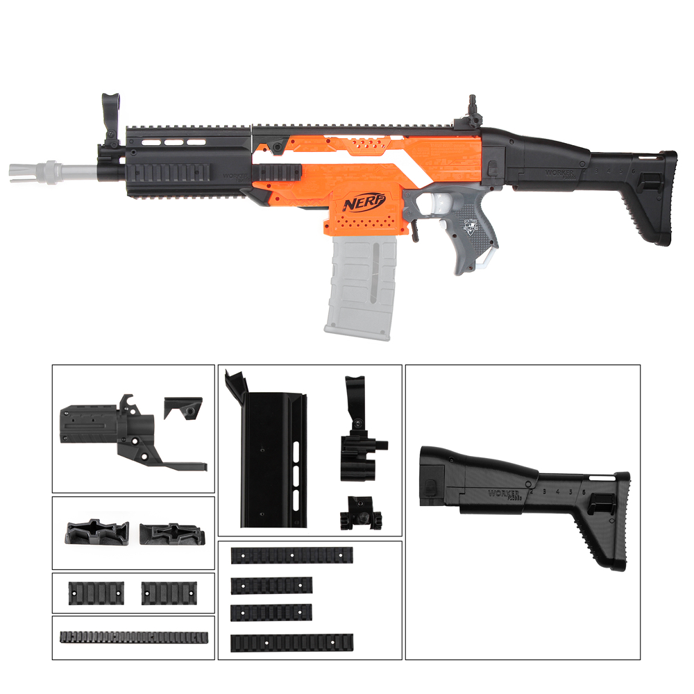 Worker F10555 SCAR-B (Black Adaptor) for N-Strike Blaster | Worker Nerf Mods - Workermod.com